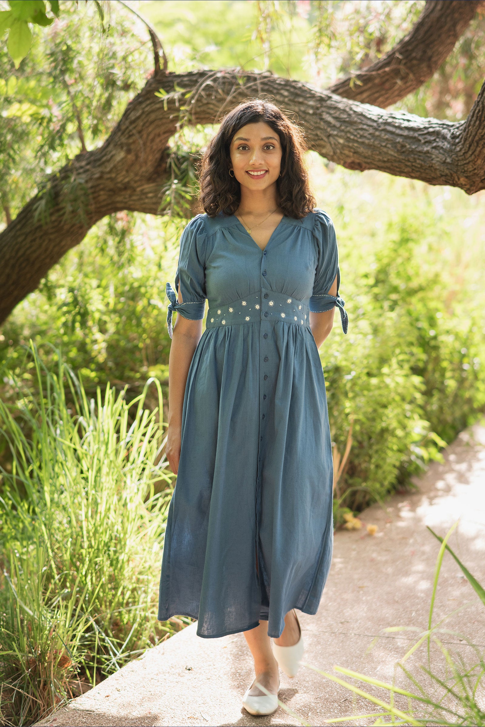 Blueberry Cotton linen Dress