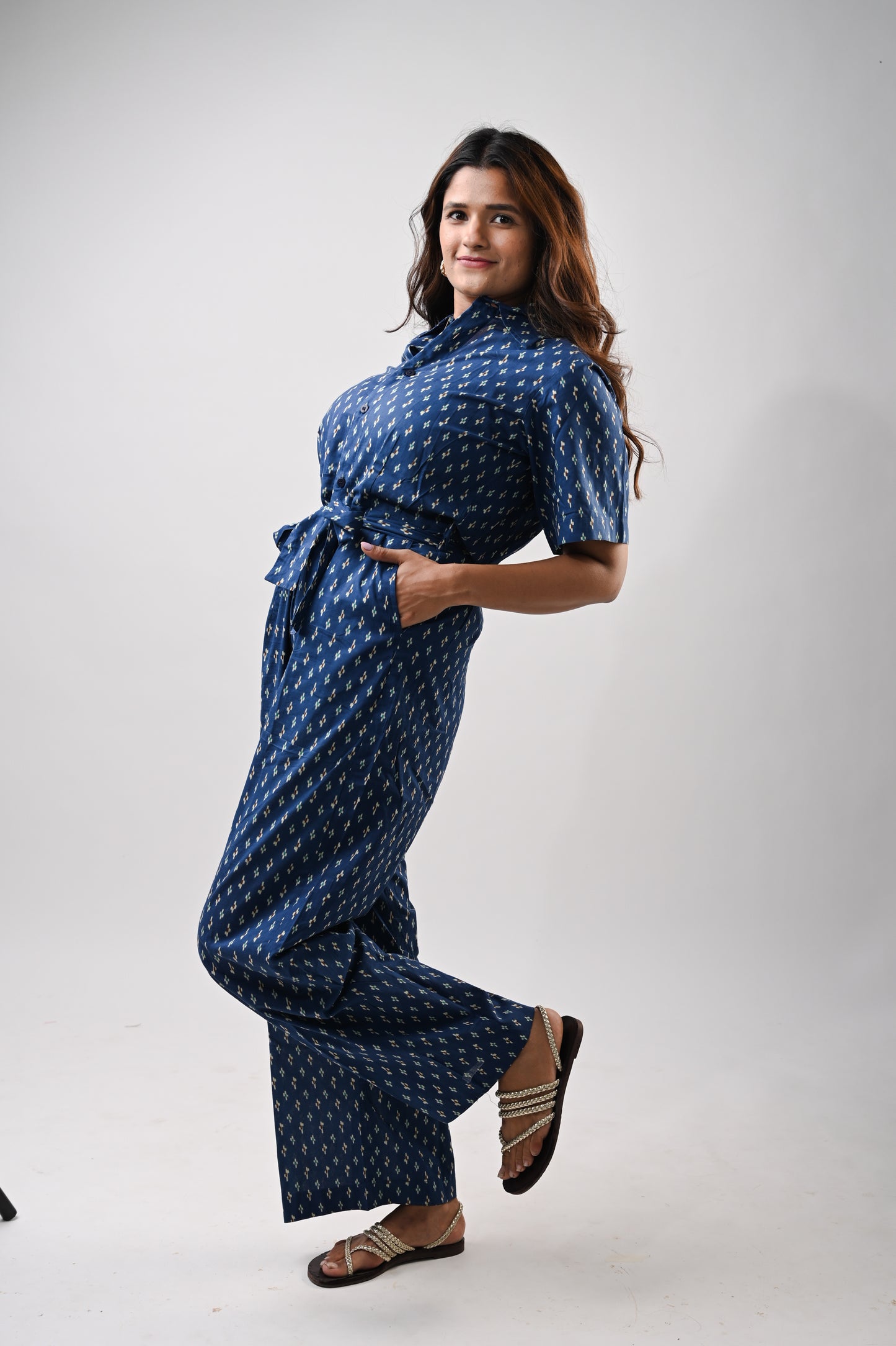 Wear- anywhere Ikkat cotton Jumpsuit