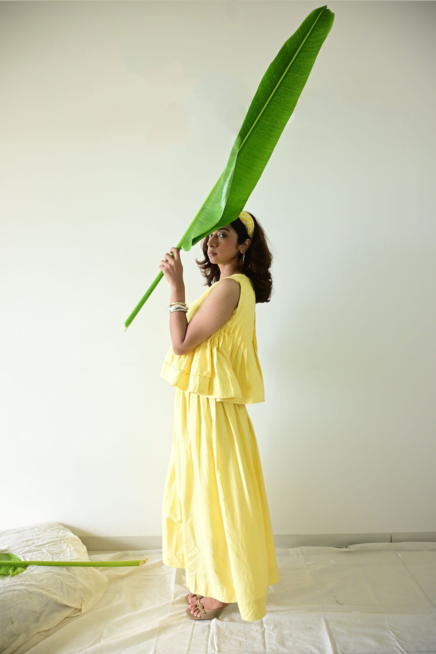 Butter Yellow FLowy Skirt Co-ord