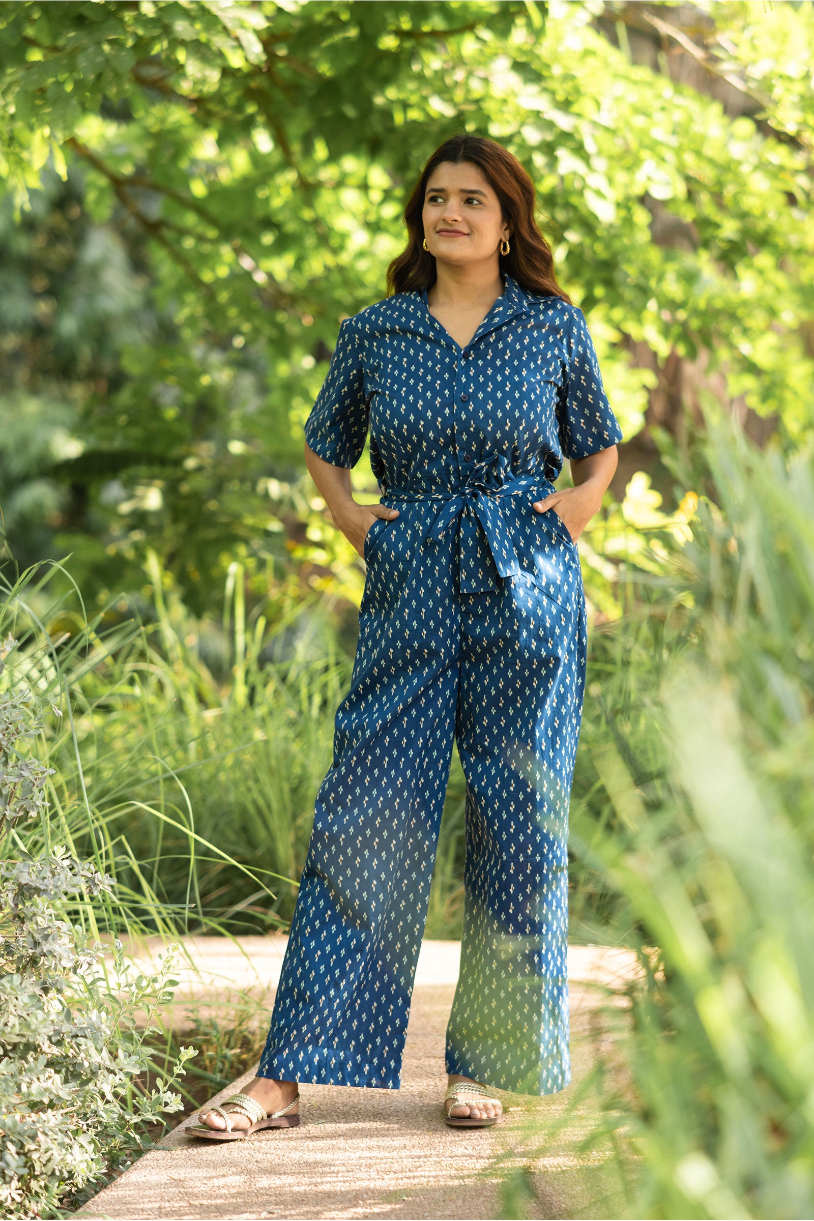 Wear- anywhere Ikkat cotton Jumpsuit