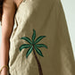Brown 100% Linen Embroidered Short Dress