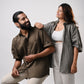 Dark Olive- Green Unisex Linen Shirt
