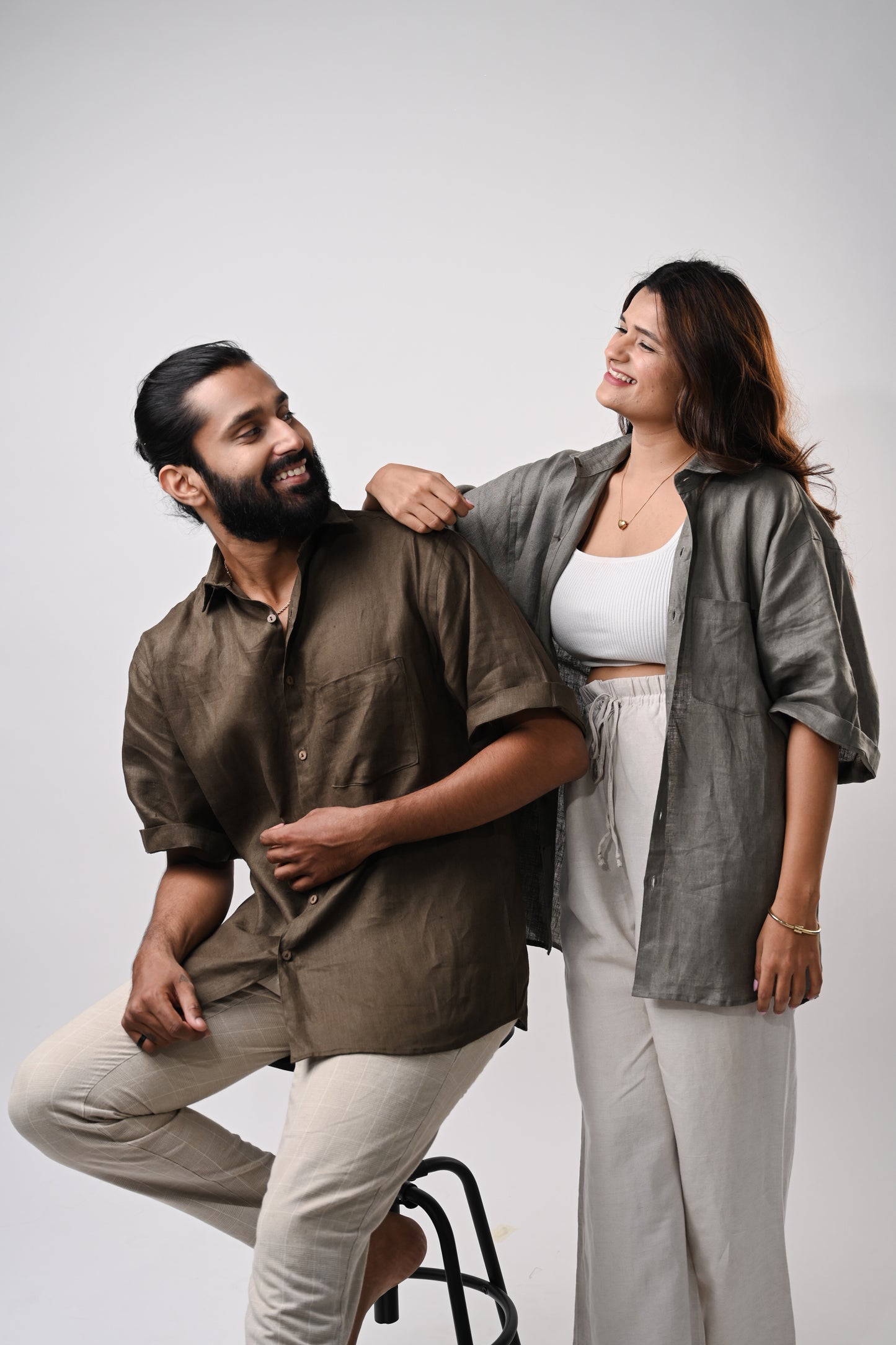 Light Olive Green Unisex Linen Shirt