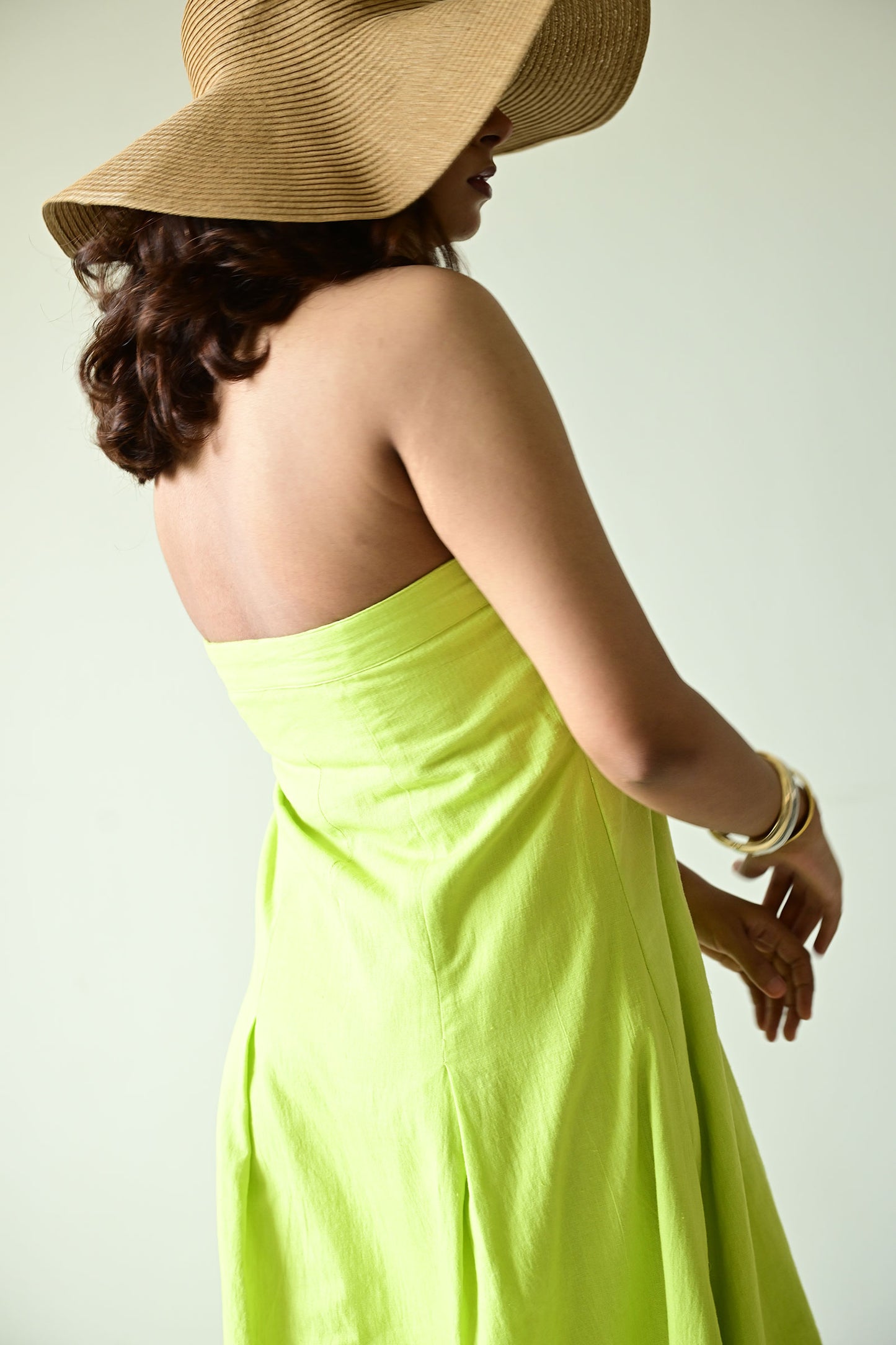 Lime Halter Neck Padded Dress