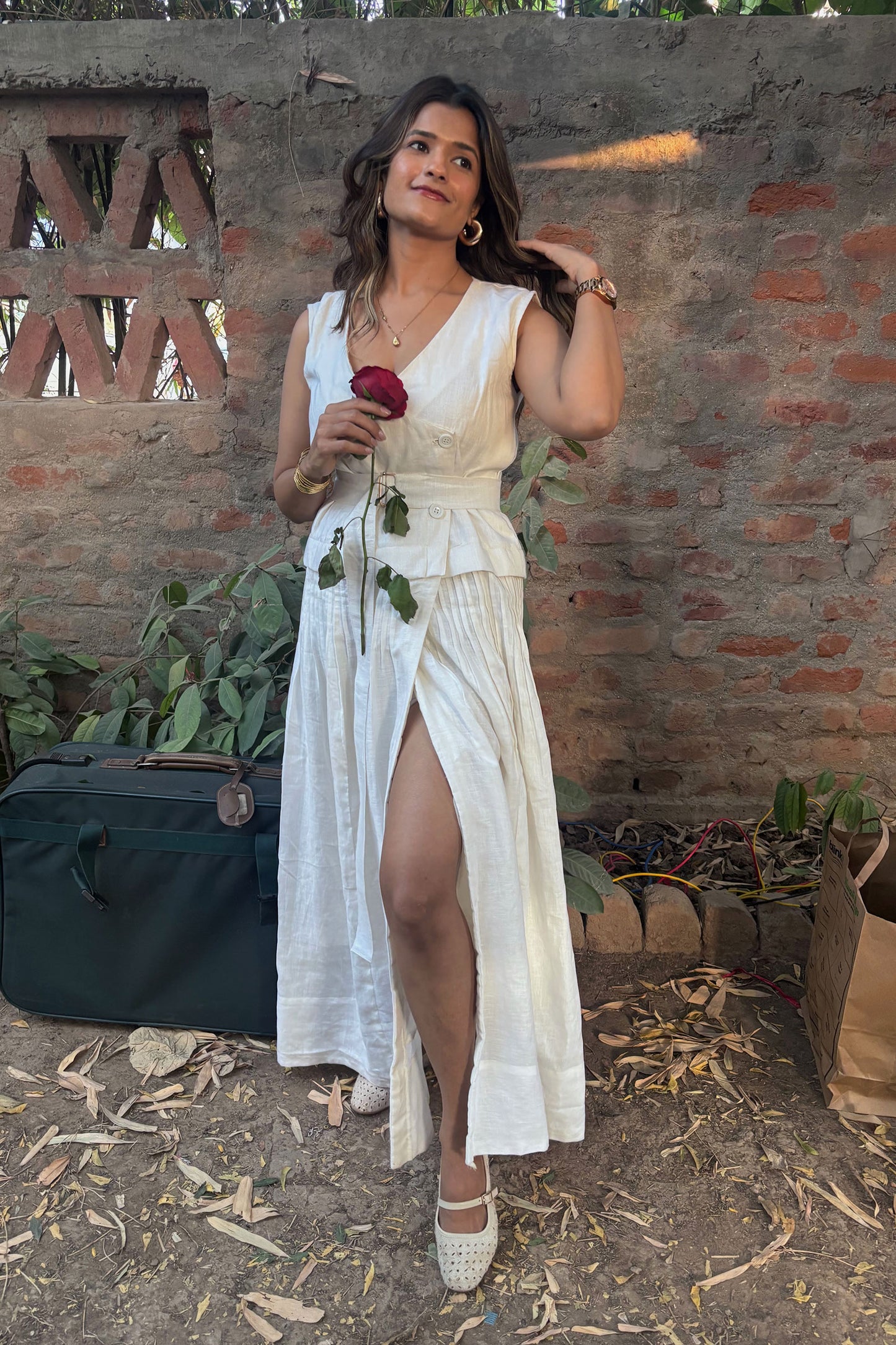 Nooran- Linen Overlapping Dress