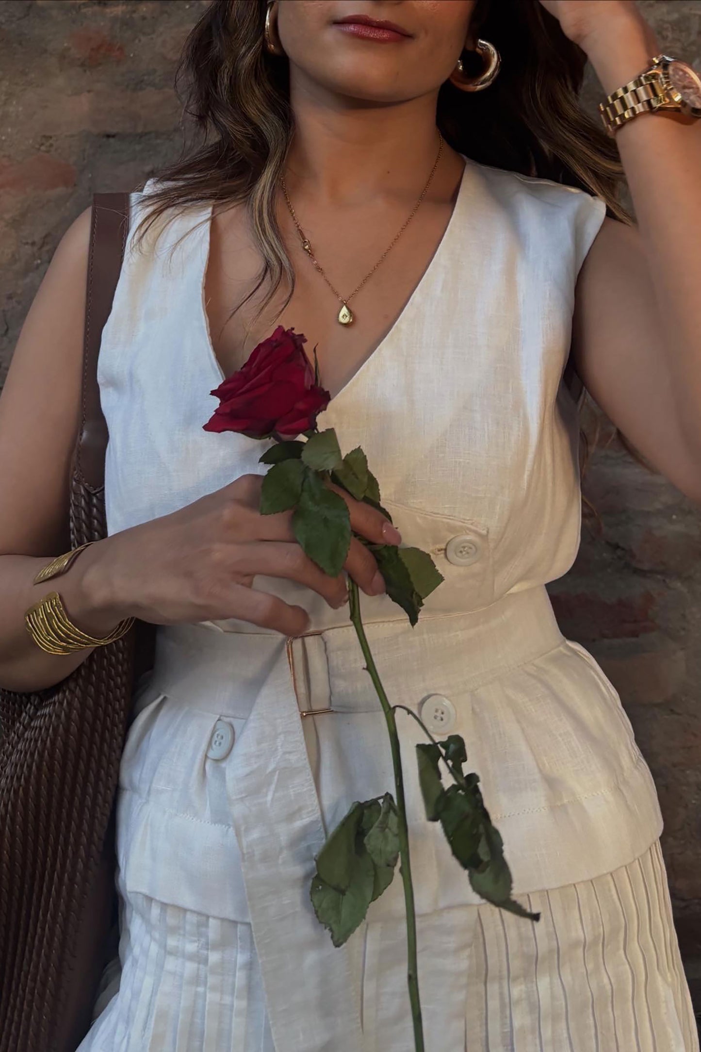 Nooran- Linen Overlapping Dress