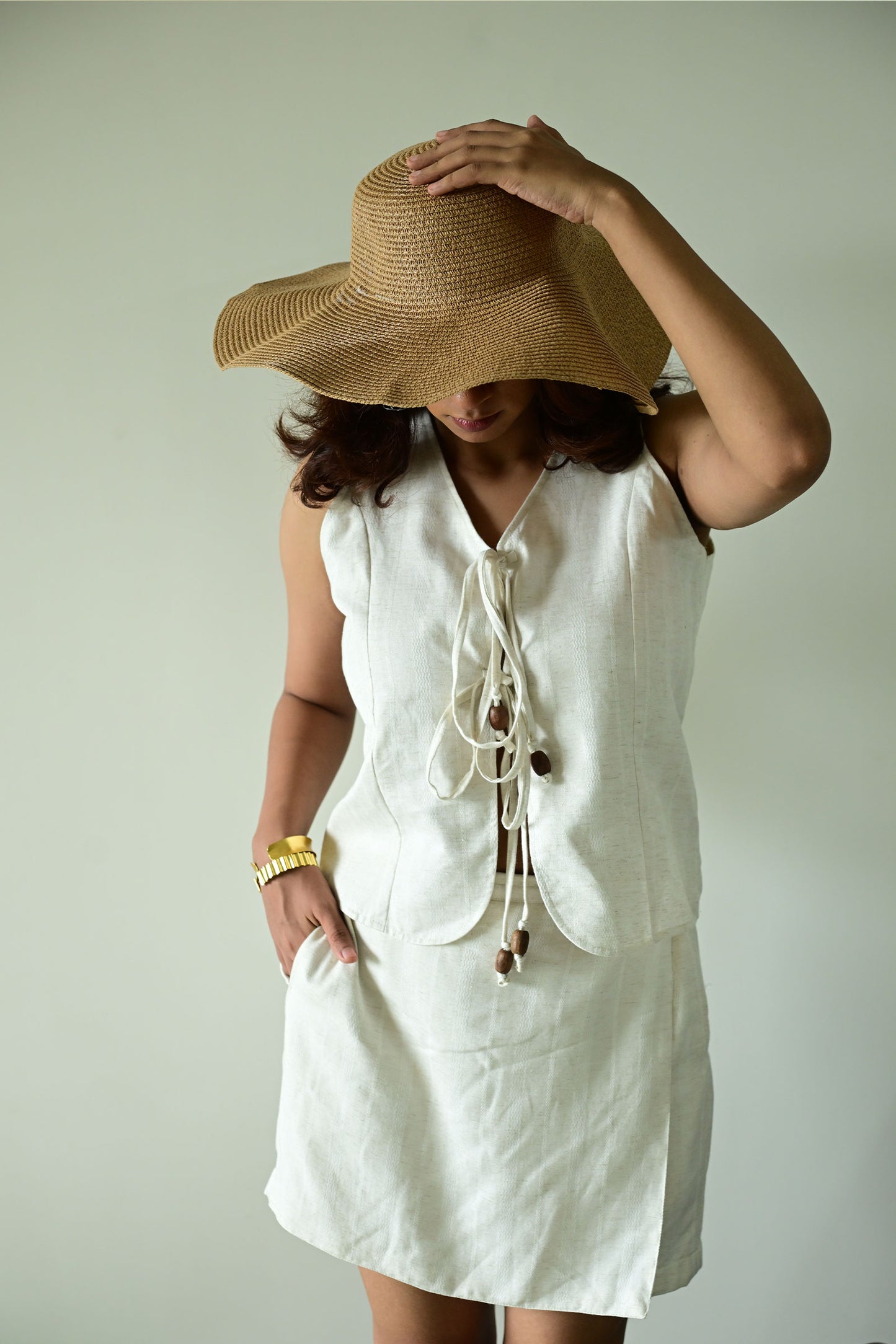 Off White Skort and Vest Co-ord Set